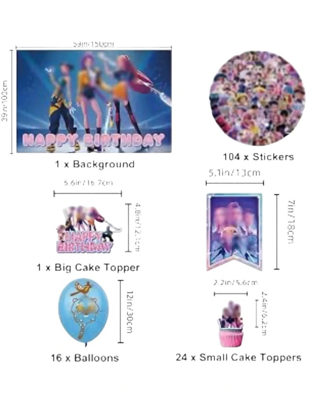 New K-Pop Demon Hunters Birthday Party Complete Decoration Kit 147 Pieces